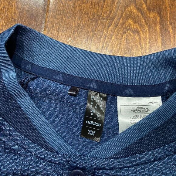 Adidas Athletic Monogram Print Navy Blue Running Workout Top Men's Size XL - Picture 6 of 9